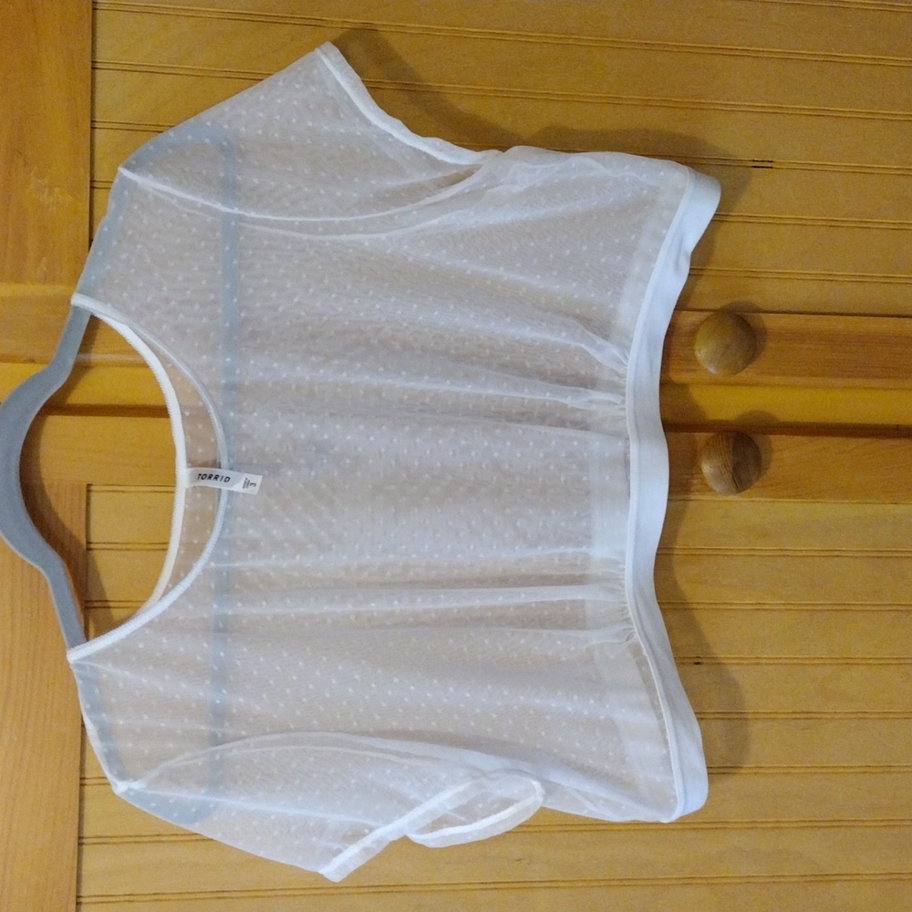 Torrid White Sheer Crop Top